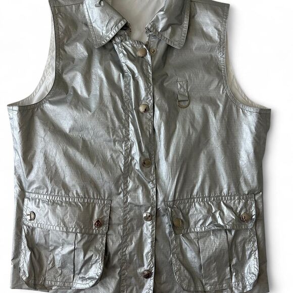 Lauren Ralph Lauren Reversible Vest Silver Metallic / White Sz P/M - Picture 1 of 6